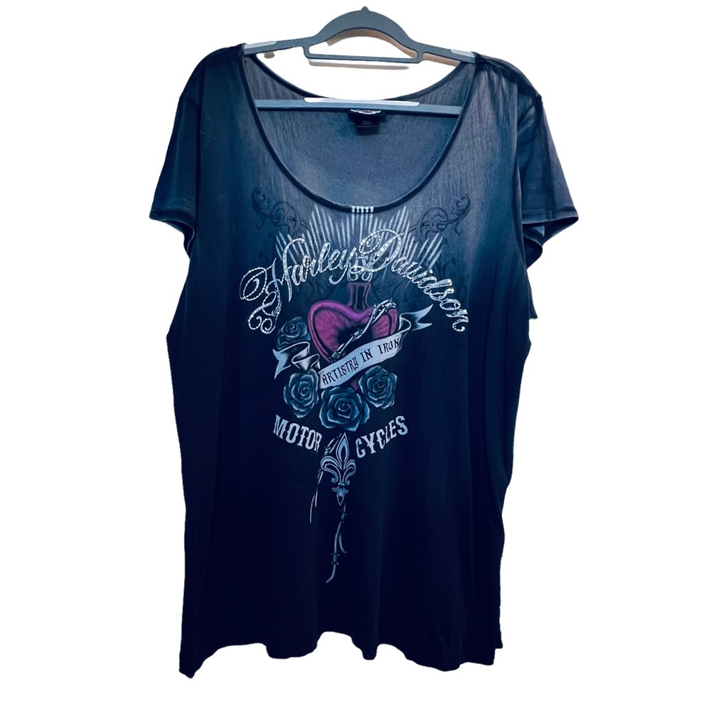 Harley Davidson ~ Artistry in Iron Shirt ~ Size 2X ~ Black/Gray